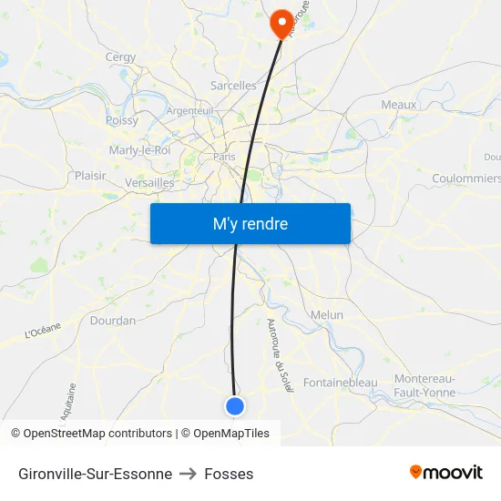 Gironville-Sur-Essonne to Fosses map