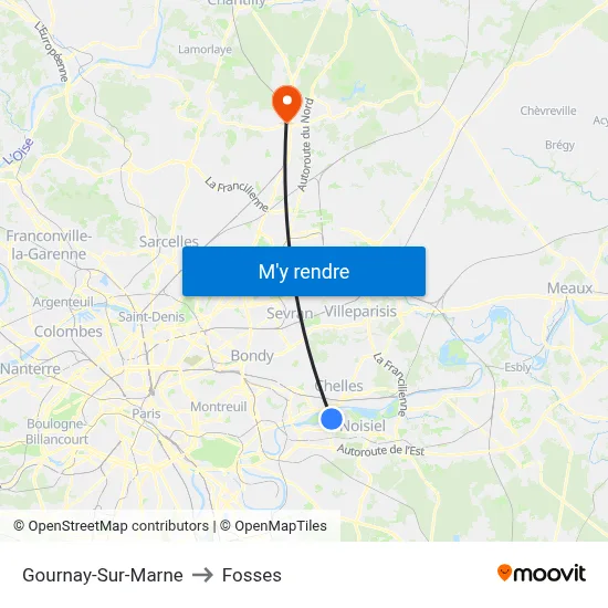 Gournay-Sur-Marne to Fosses map