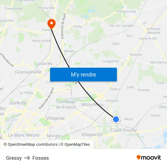 Gressy to Fosses map