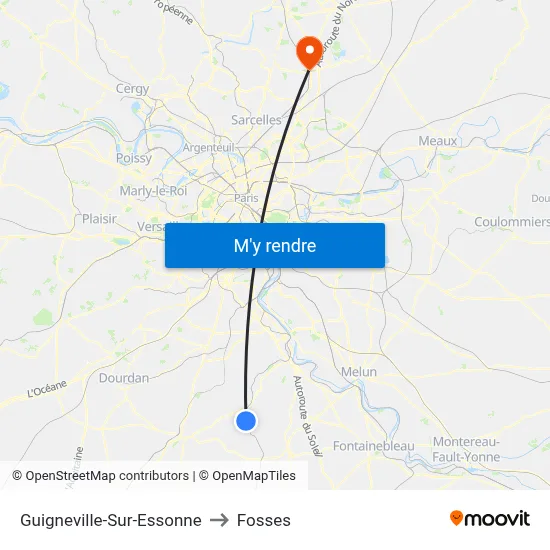 Guigneville-Sur-Essonne to Fosses map