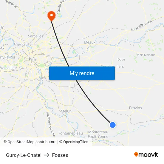 Gurcy-Le-Chatel to Fosses map