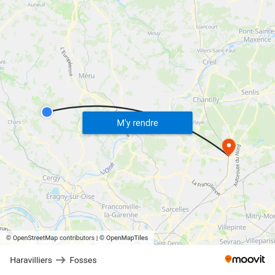 Haravilliers to Fosses map