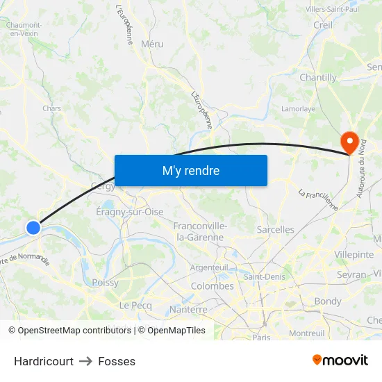 Hardricourt to Fosses map