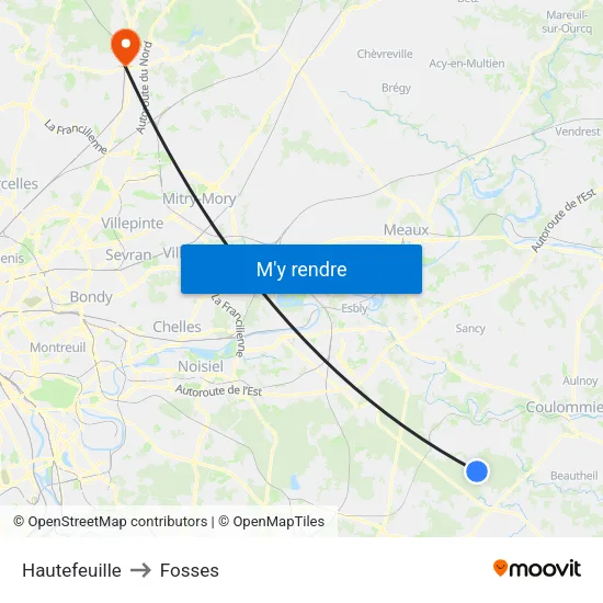 Hautefeuille to Fosses map