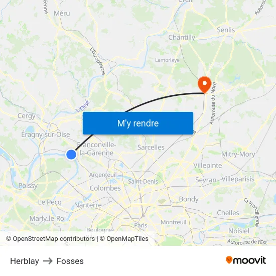Herblay to Fosses map