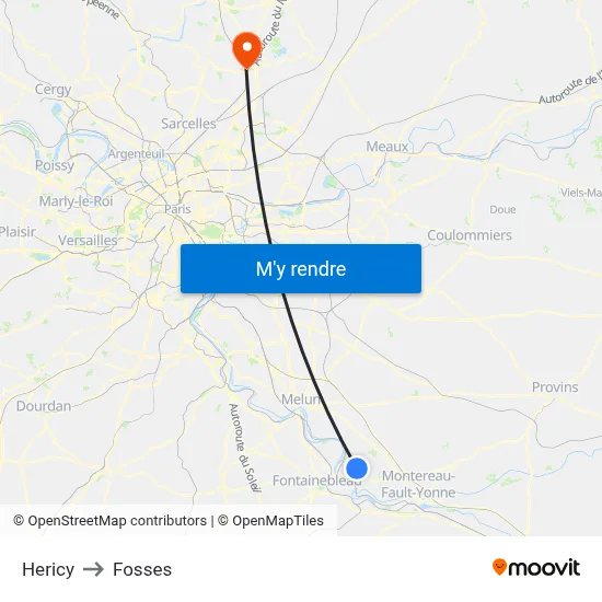 Hericy to Fosses map