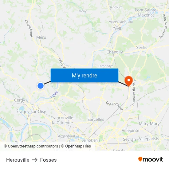 Herouville to Fosses map