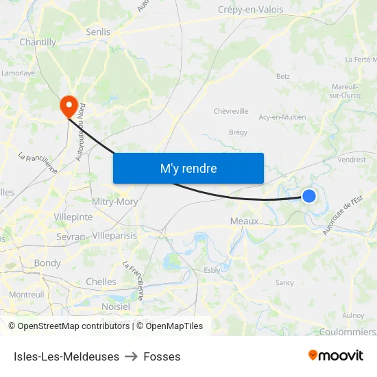 Isles-Les-Meldeuses to Fosses map