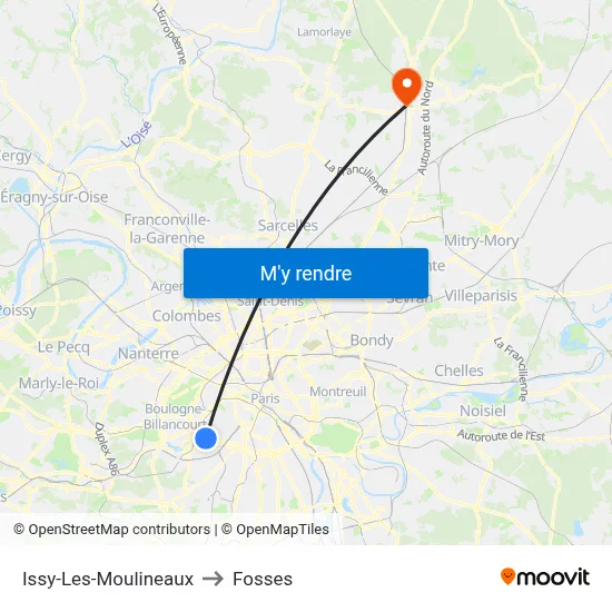 Issy-Les-Moulineaux to Fosses map