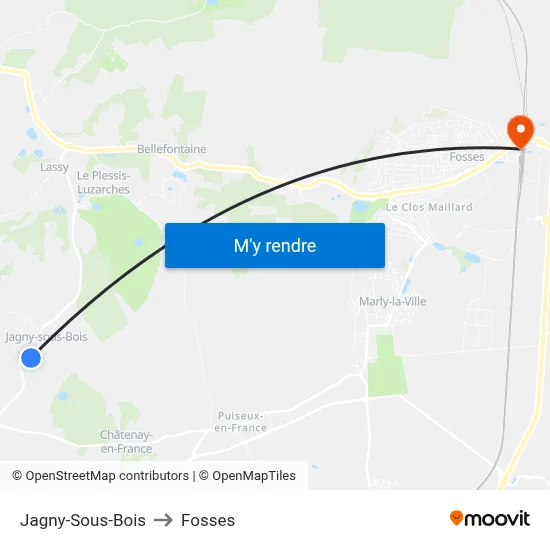 Jagny-Sous-Bois to Fosses map