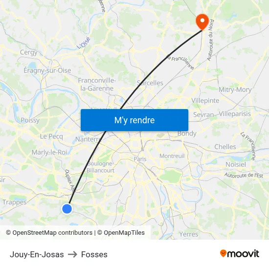 Jouy-En-Josas to Fosses map