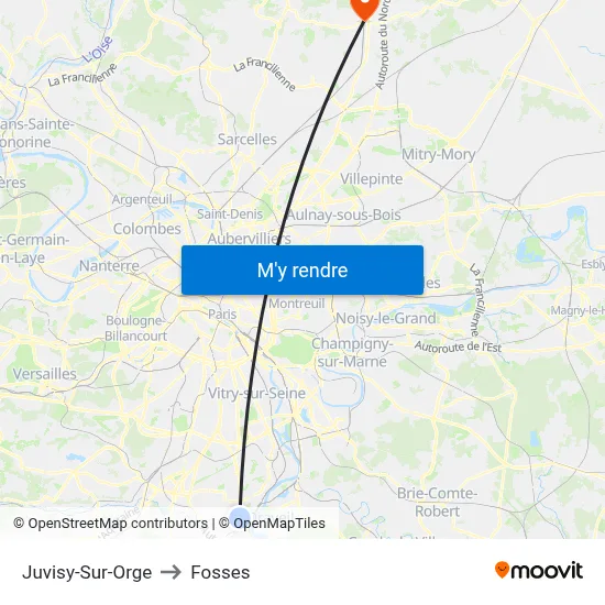 Juvisy-Sur-Orge to Fosses map