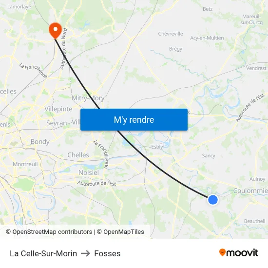 La Celle-Sur-Morin to Fosses map
