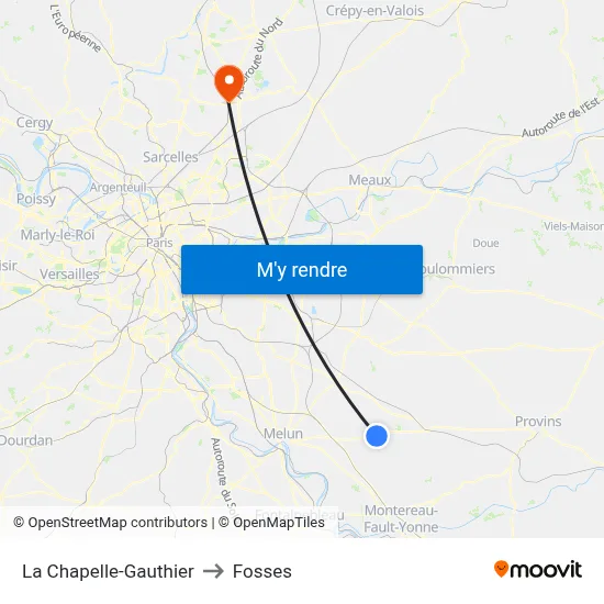 La Chapelle-Gauthier to Fosses map