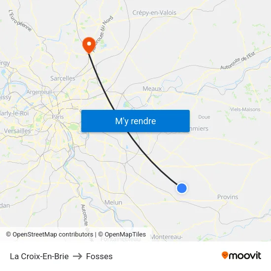 La Croix-En-Brie to Fosses map