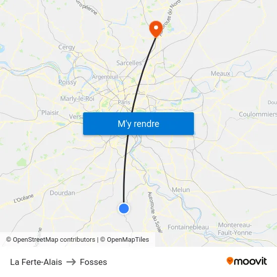 La Ferte-Alais to Fosses map