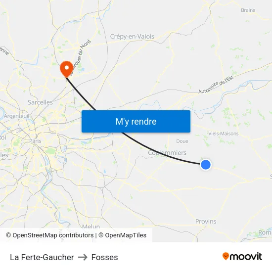 La Ferte-Gaucher to Fosses map