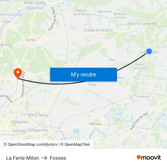 La Ferte-Milon to Fosses map