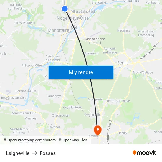 Laigneville to Fosses map