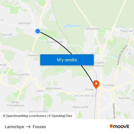 Lamorlaye to Fosses map