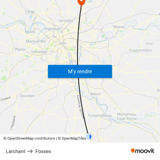 Larchant to Fosses map