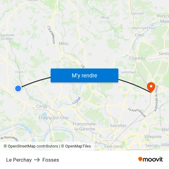 Le Perchay to Fosses map