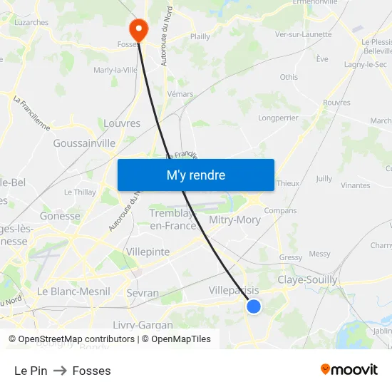 Le Pin to Fosses map