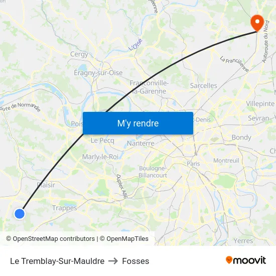 Le Tremblay-Sur-Mauldre to Fosses map
