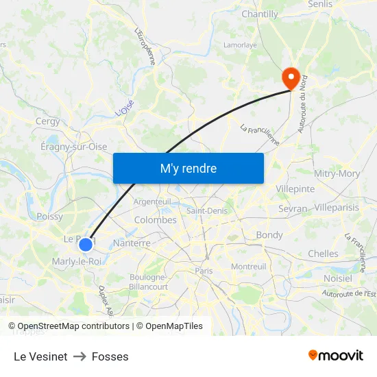 Le Vesinet to Fosses map
