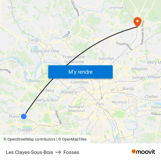 Les Clayes-Sous-Bois to Fosses map