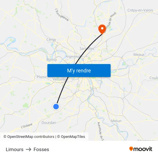 Limours to Fosses map