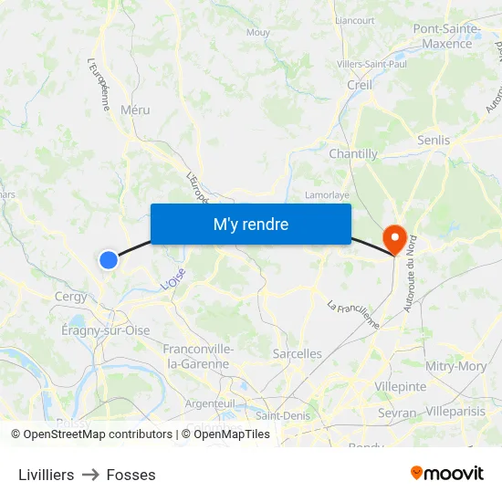 Livilliers to Fosses map