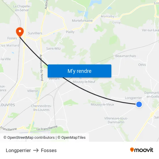Longperrier to Fosses map