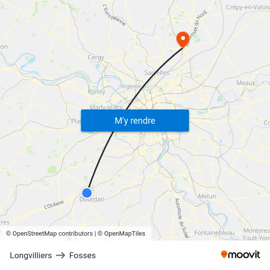 Longvilliers to Fosses map