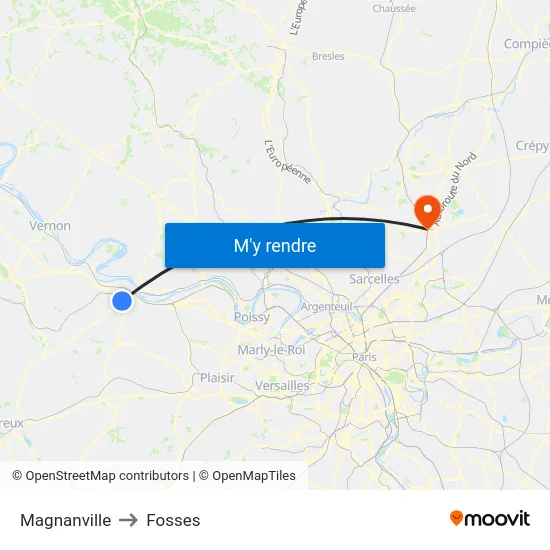 Magnanville to Fosses map