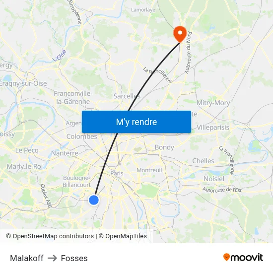 Malakoff to Fosses map