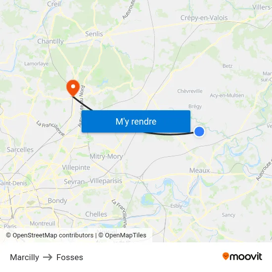 Marcilly to Fosses map