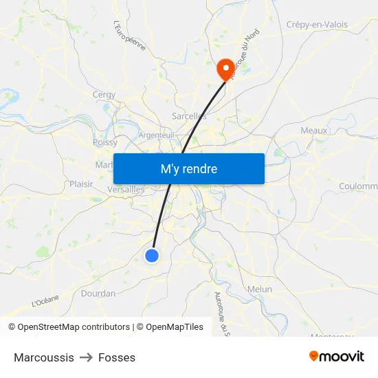 Marcoussis to Fosses map