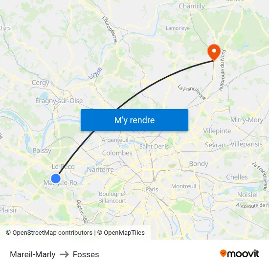 Mareil-Marly to Fosses map