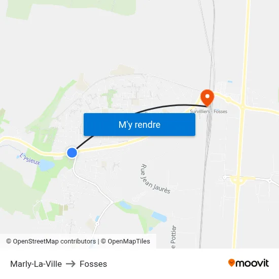 Marly-La-Ville to Fosses map