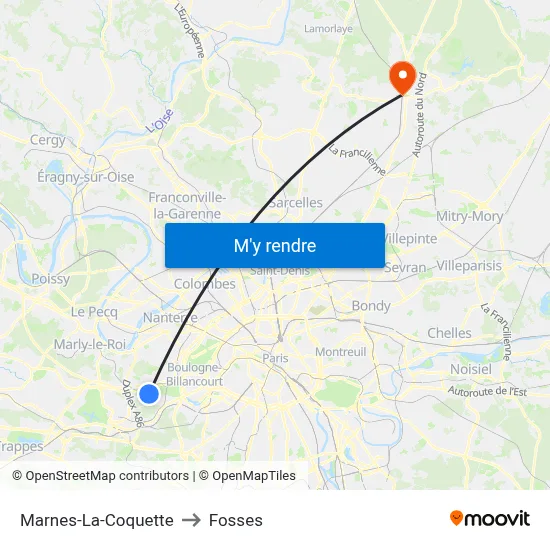 Marnes-La-Coquette to Fosses map