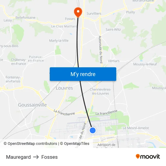 Mauregard to Fosses map