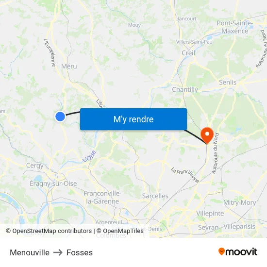 Menouville to Fosses map