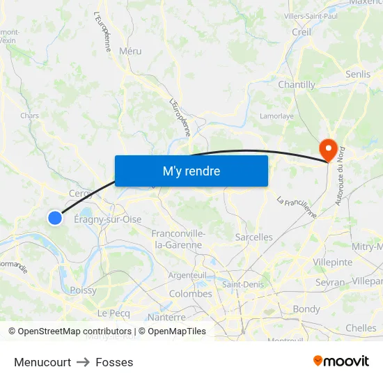 Menucourt to Fosses map