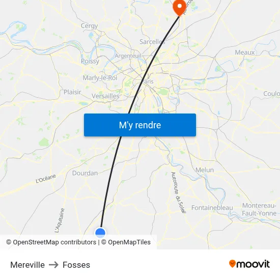 Mereville to Fosses map
