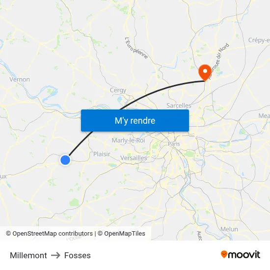 Millemont to Fosses map