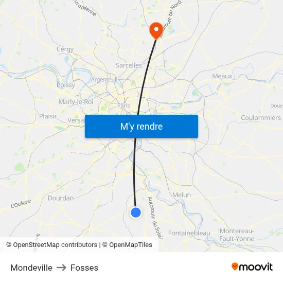Mondeville to Fosses map