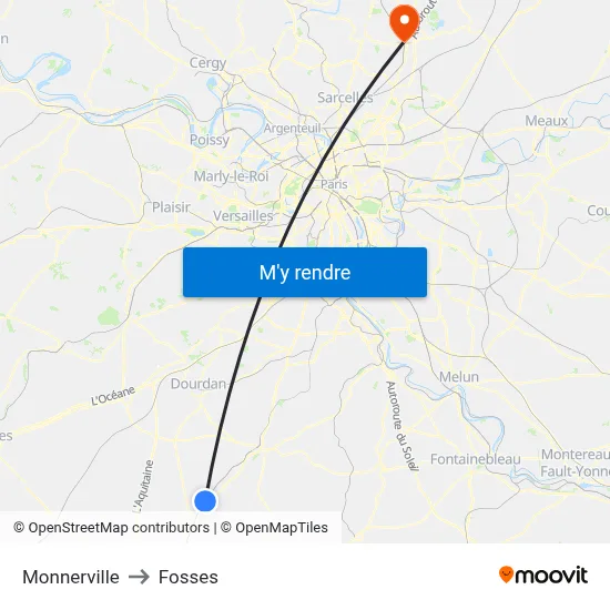 Monnerville to Fosses map