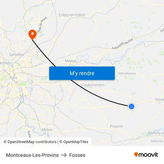 Montceaux-Les-Provins to Fosses map