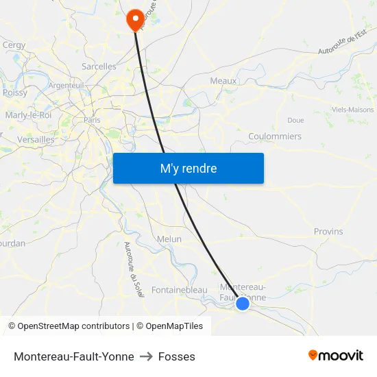 Montereau-Fault-Yonne to Fosses map